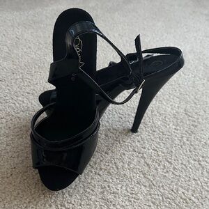 Pleaser Black Strappy Heels